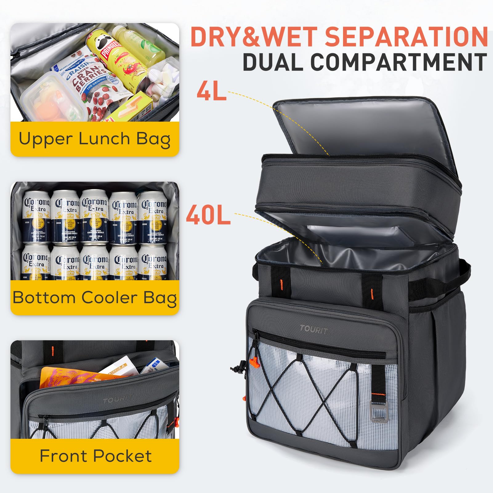 TOURIT multiple pockets offer quick access and organization.