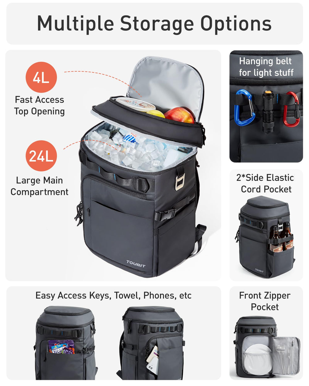 TOURIT backpack cooler ergonomic straps demonstrate comfortable all-day carrying