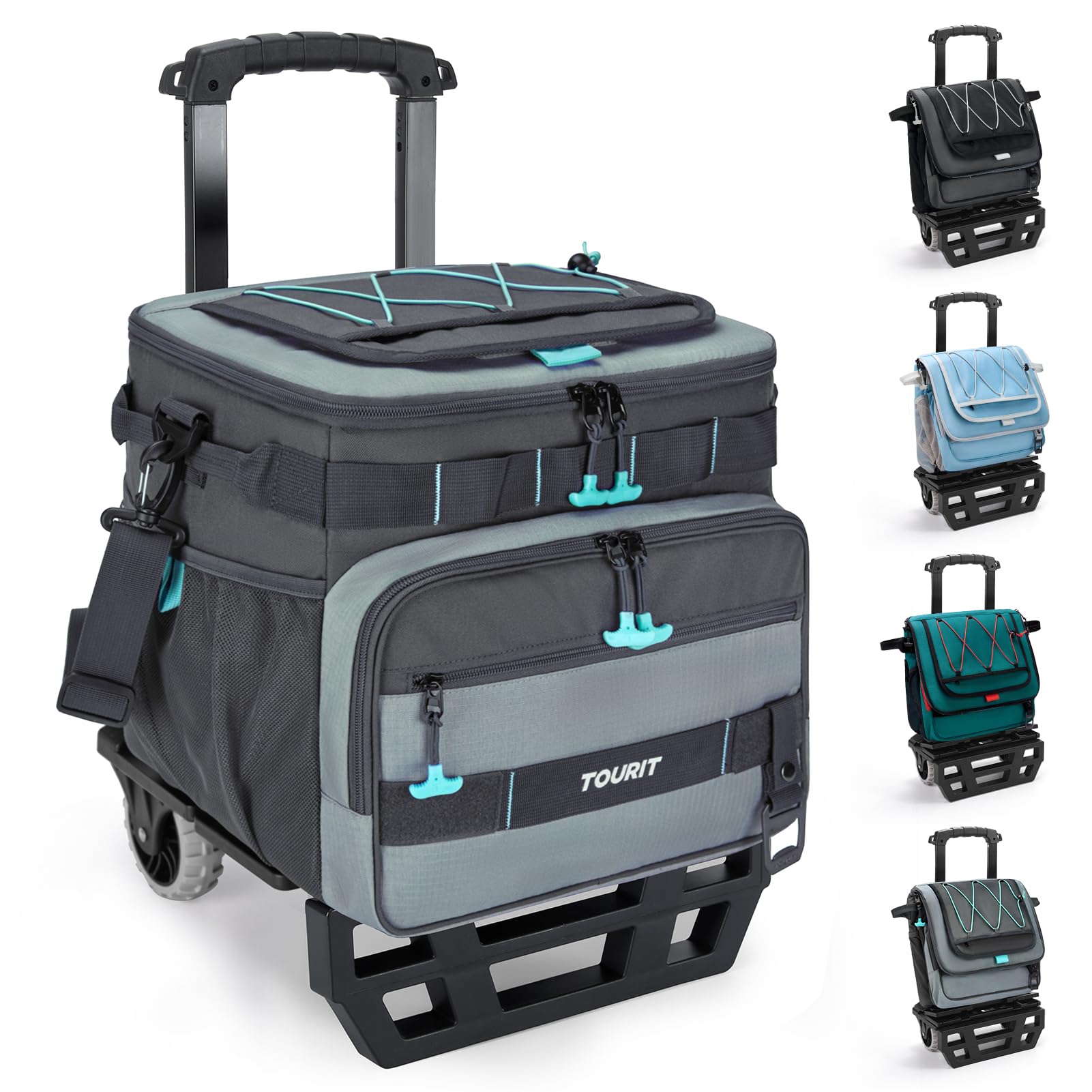 TOURIT Collapsible 48-Can Rolling Cooler front view shows spacious insulated storage for gatherings.