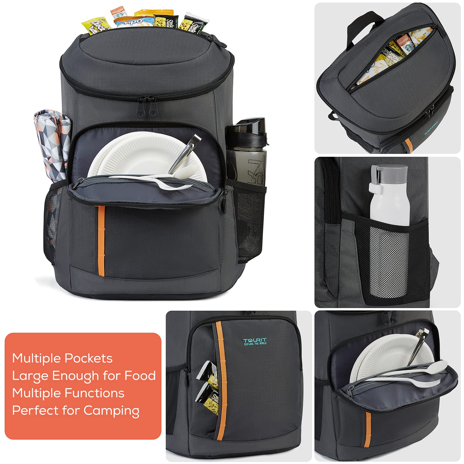 TOURIT cooler backpack lightweight durable fabric enables comfortable hiking and daily use.