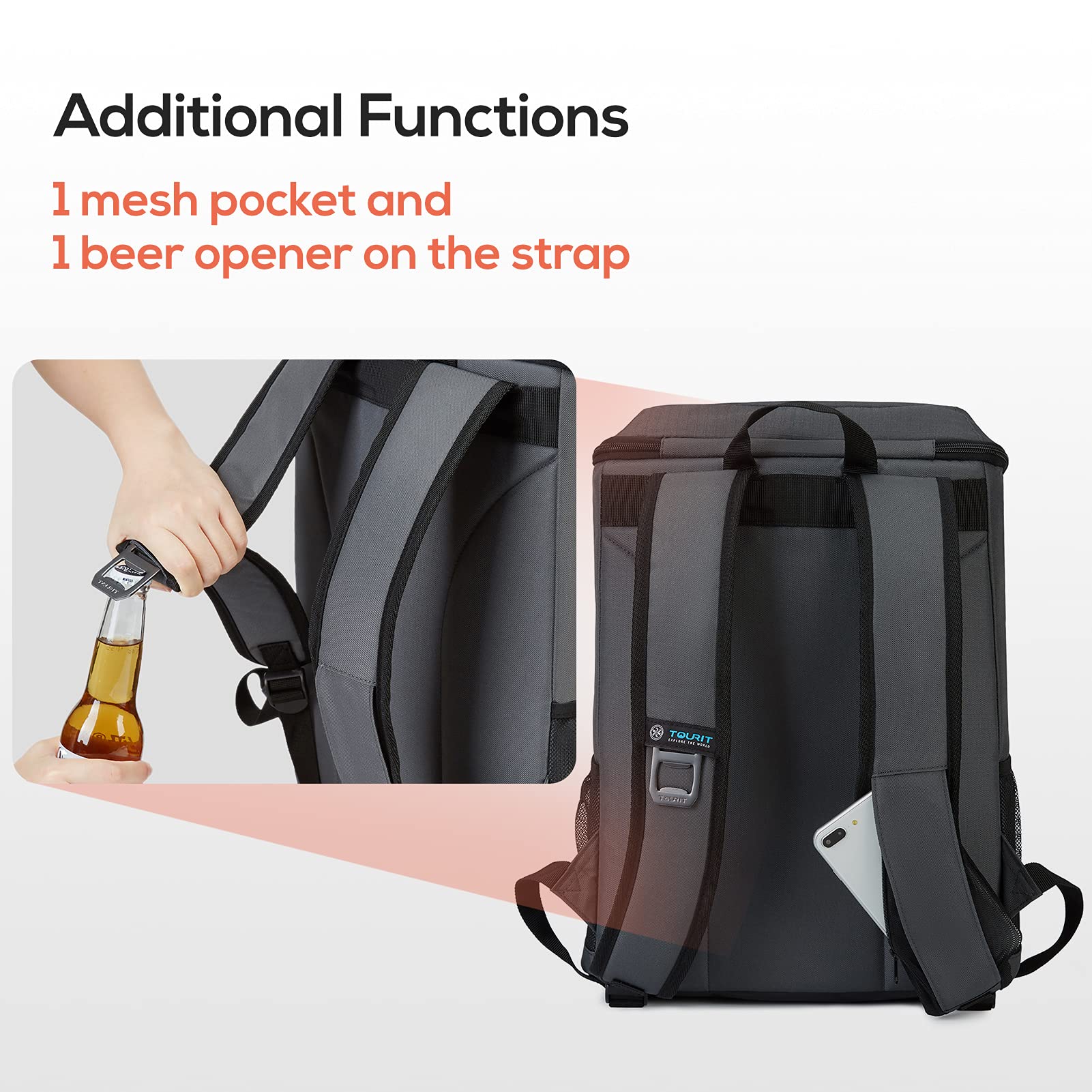 TOURIT cooler backpack ideal for picnics and daily commutes.