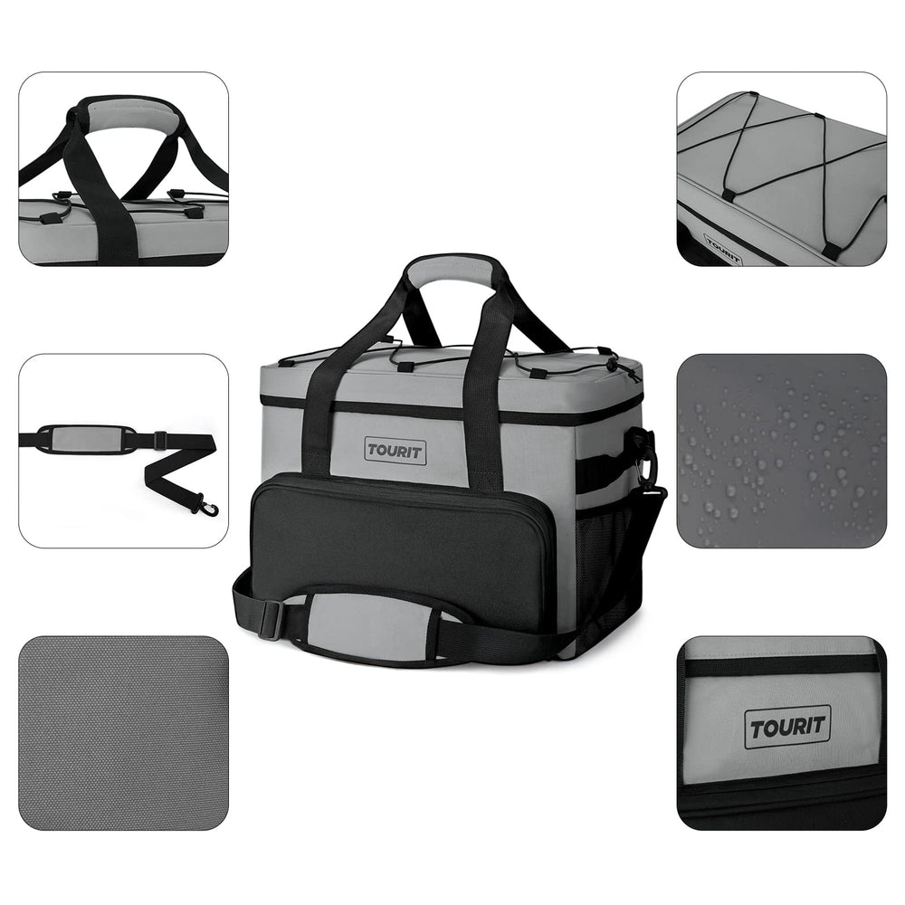 TOURIT cooler bag 32L layout keeps snacks cold during outdoor trips