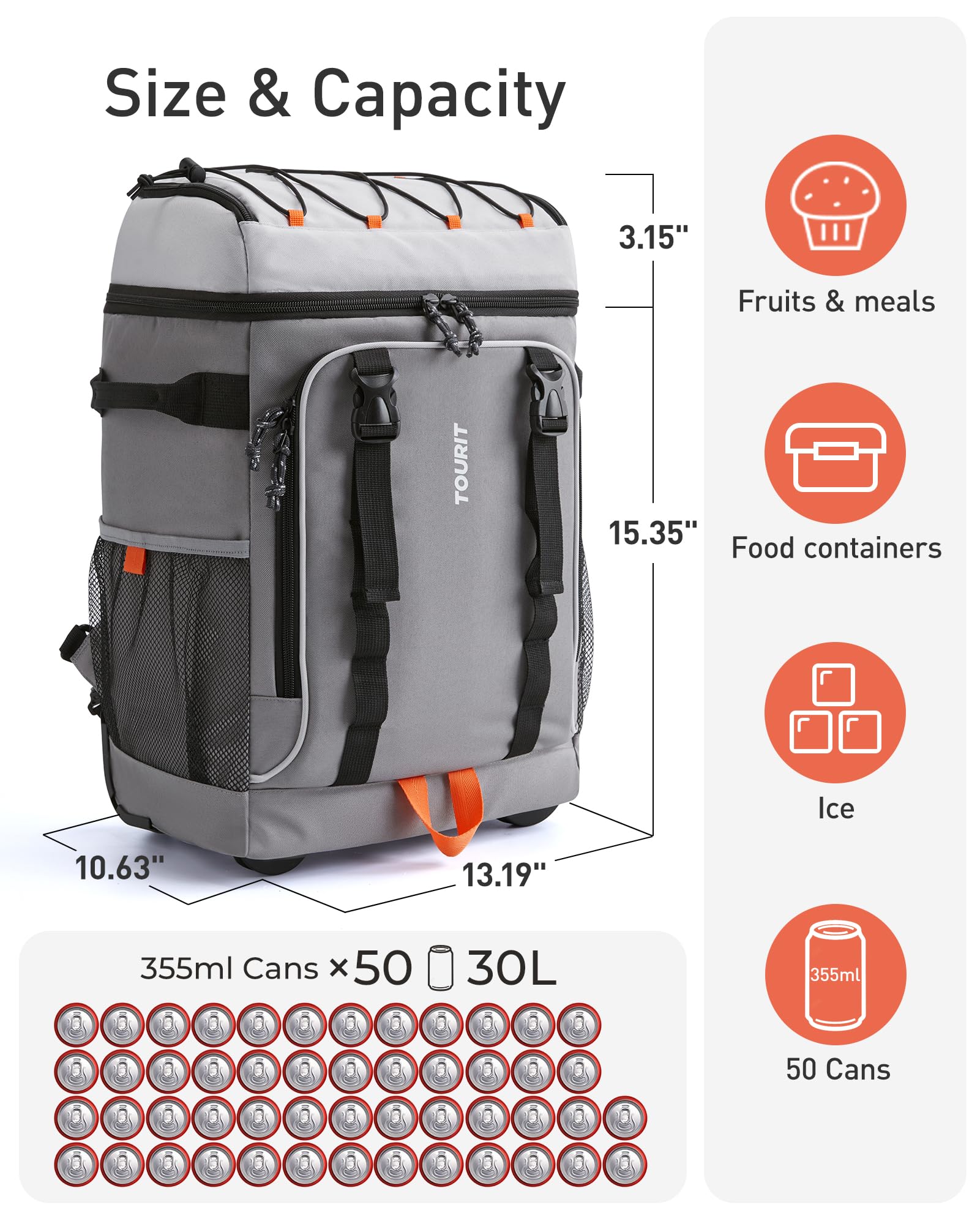 TOURIT dual-deck insulated cooler enables convenient on-the-go storage