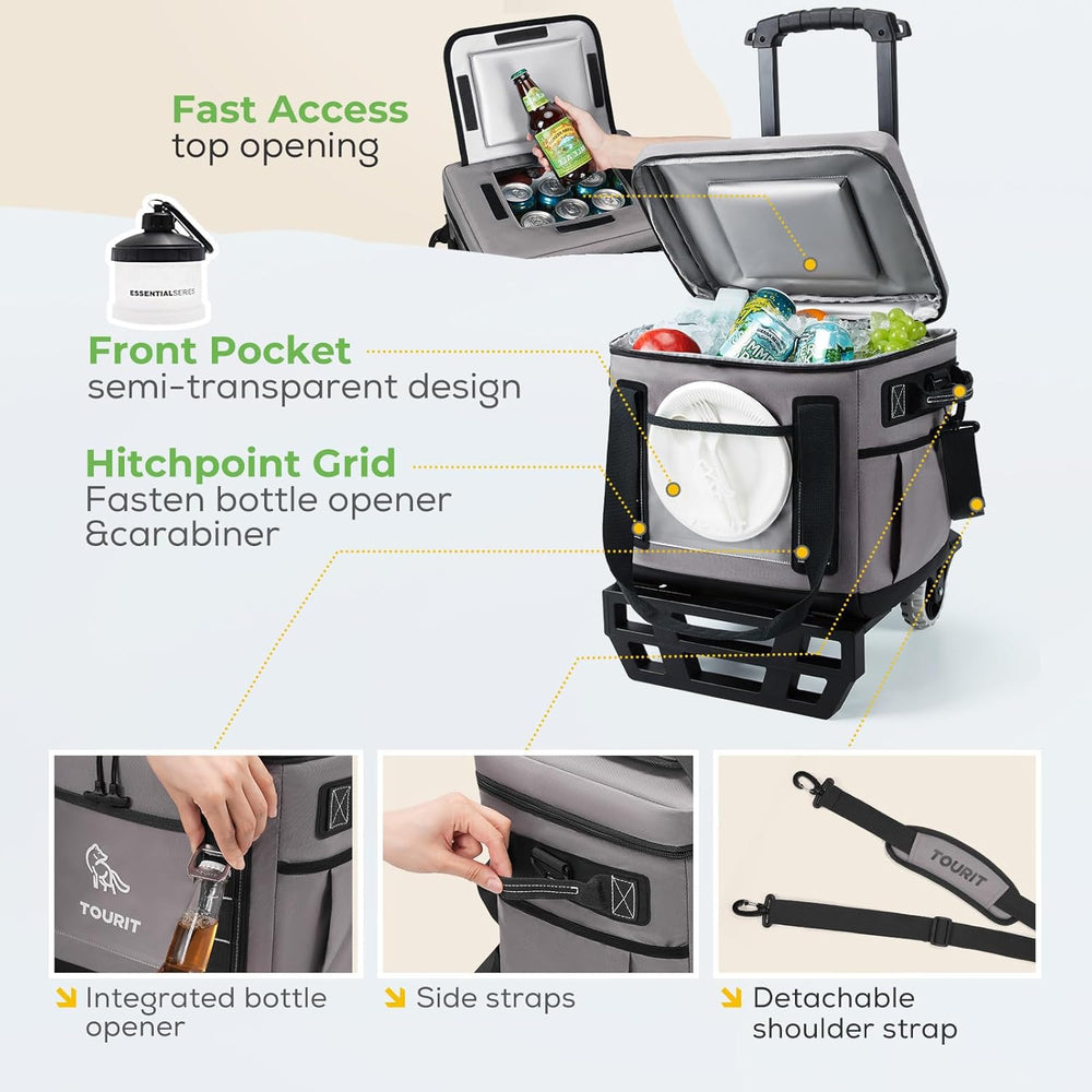 TOURIT folded soft-sided cooler demonstrates compact storage when not in use.