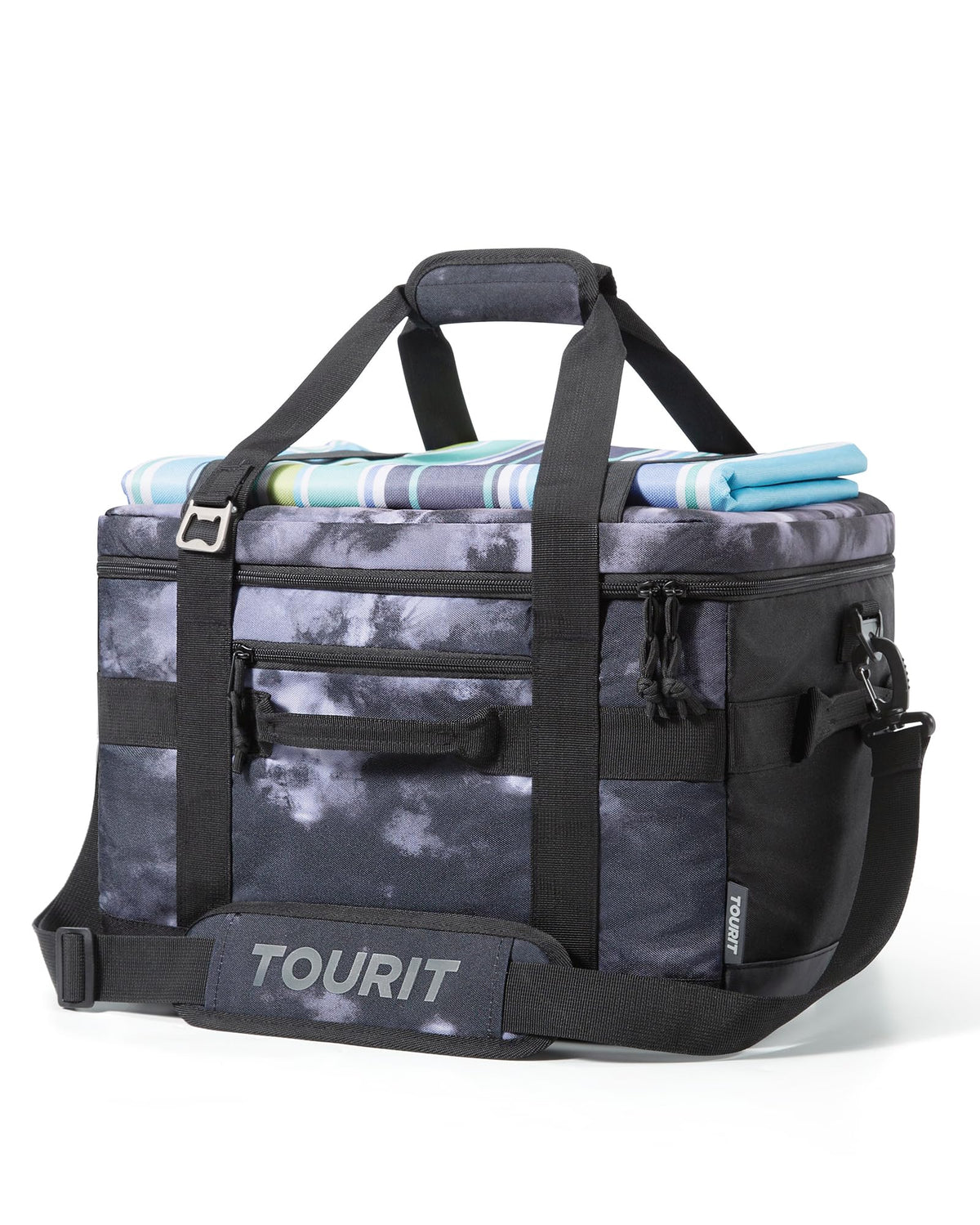 TOURIT insulated collapsible cooler bag open, showcasing 32L capacity for 48 cans.