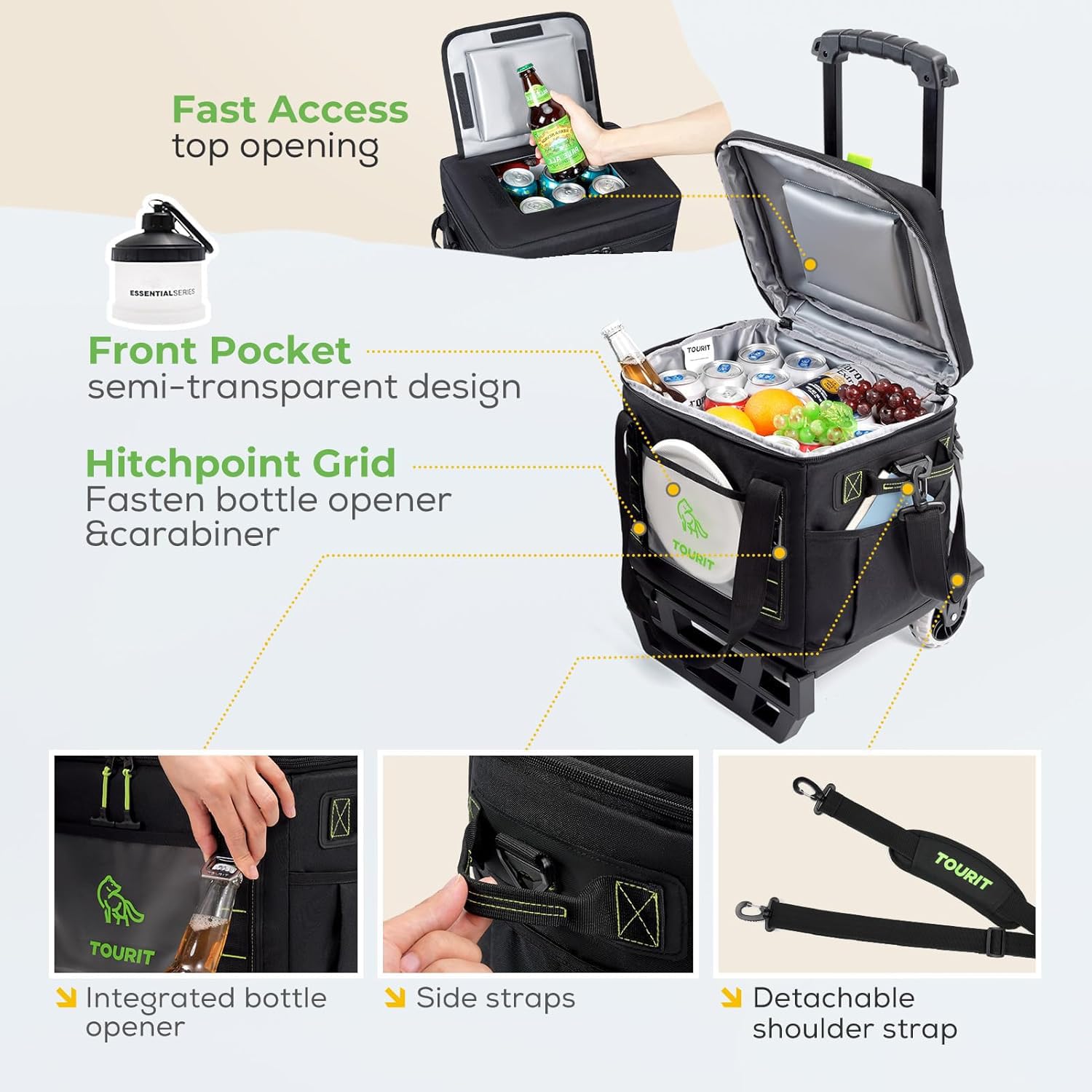 TOURIT wipe-clean interior surface for quick cleanup after outdoor meals