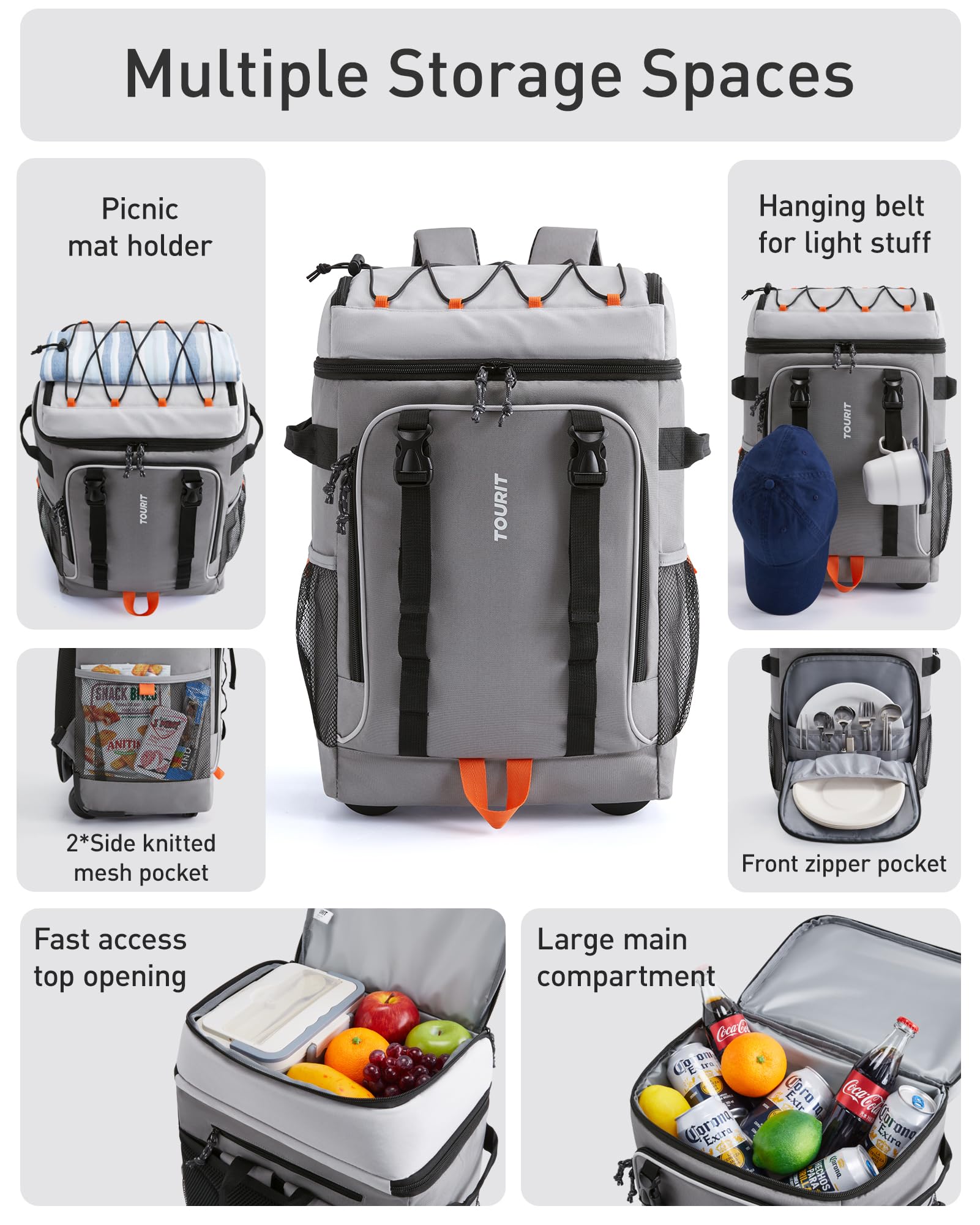 TOURIT multi-pocket design maintains utensils and essentials within reach