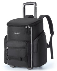 Tourit rolling cooler backpack front view, ideal for easy beach-side refreshments