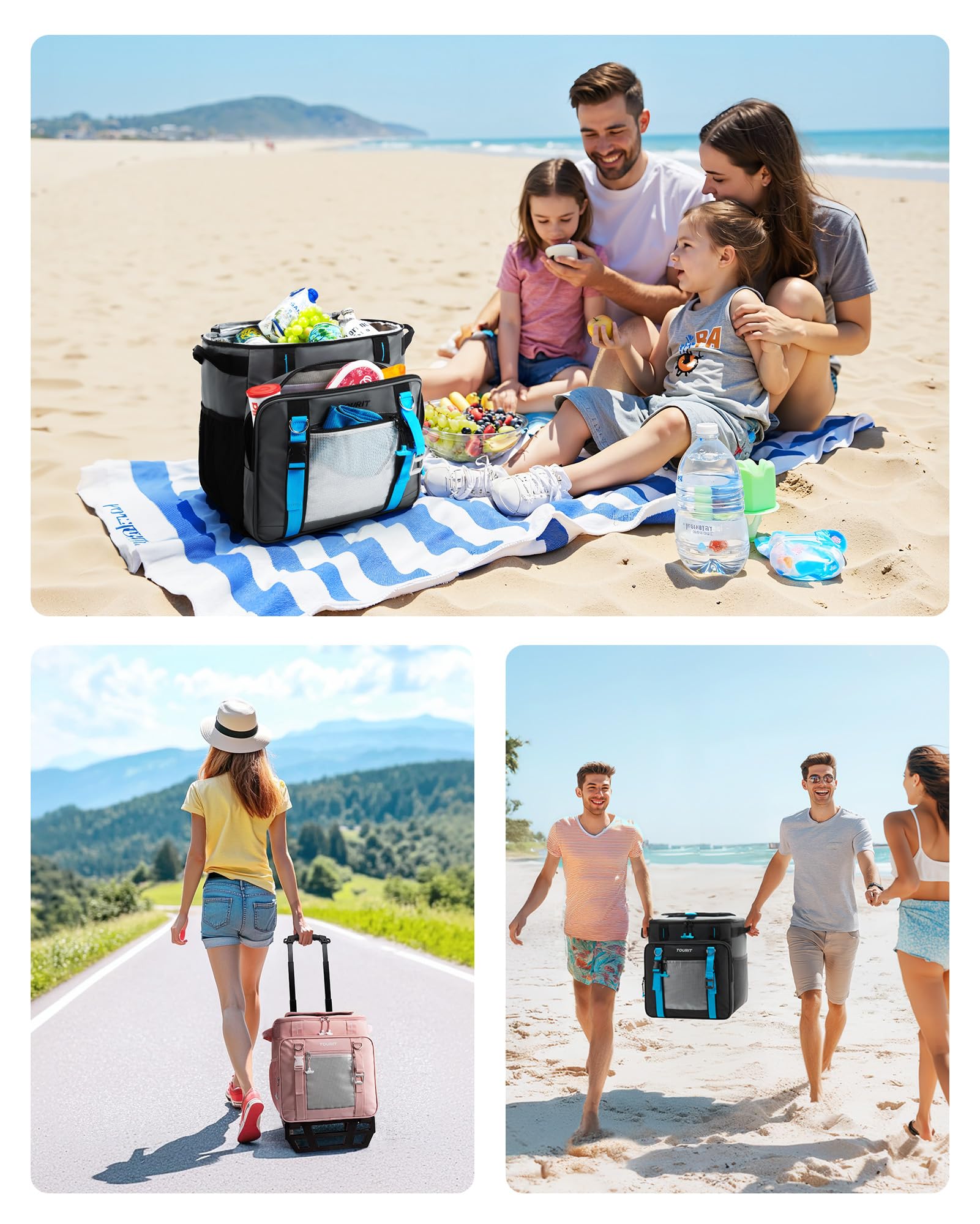 TOURIT sturdy collapsible base keeps the cooler stable on uneven ground