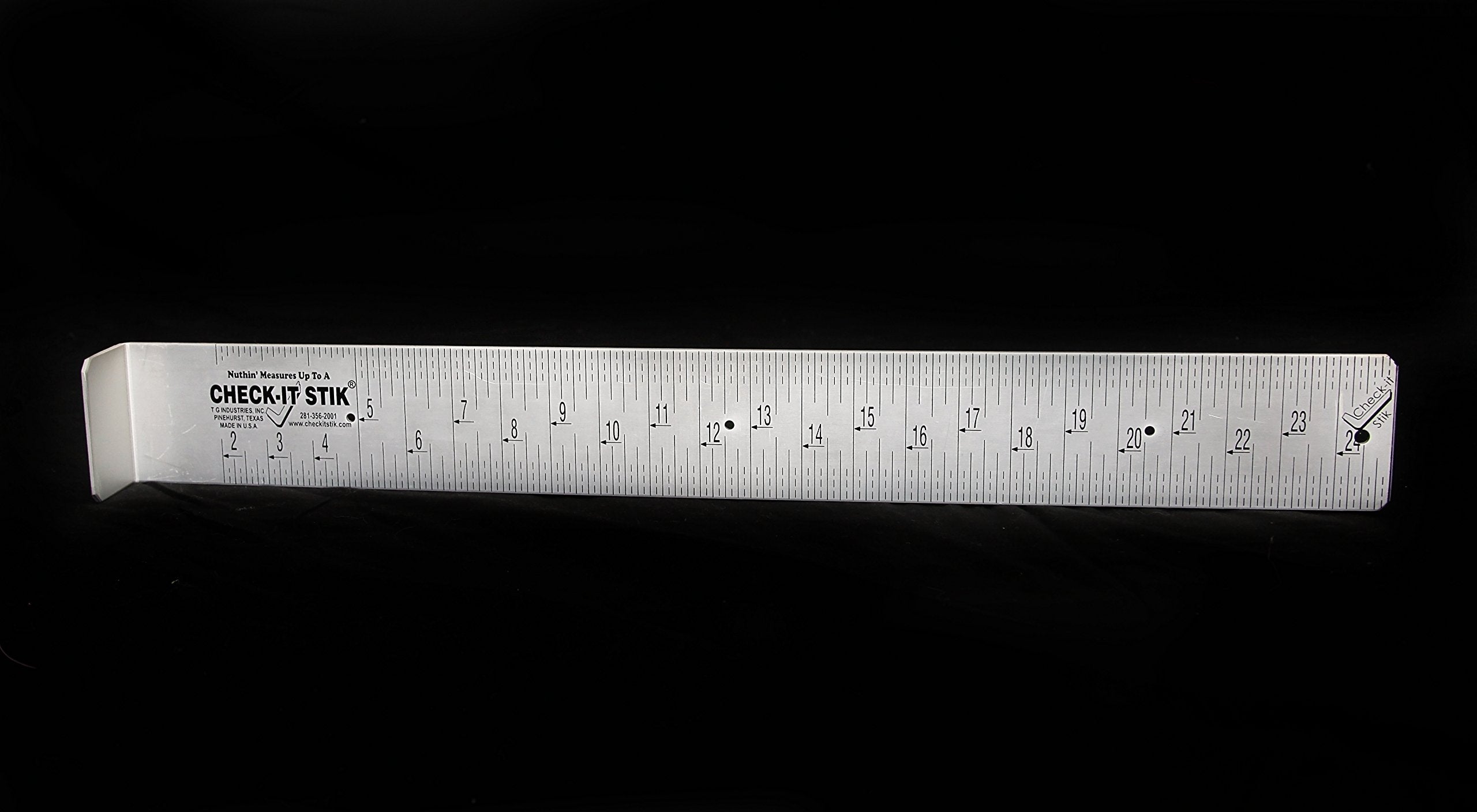 Tournament Anglers 25-inch measuring board side view highlighting portable design for on-boat use.