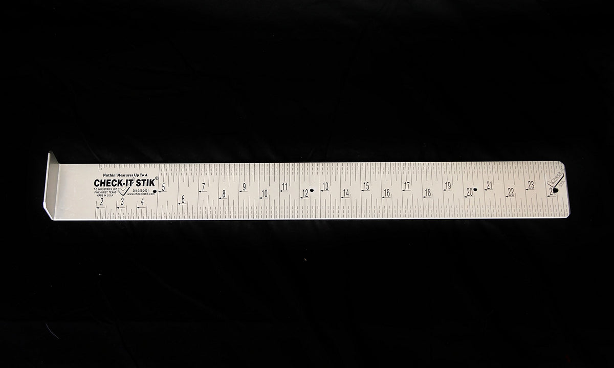 Close-up of the Tournament Anglers 25-Inch Measuring Board showing 1/8 inch increments