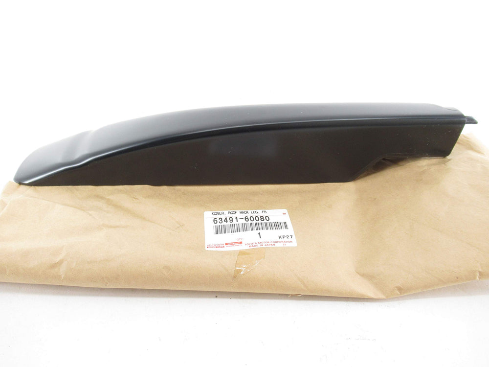 Toyota 63491-60080 roof rack leg cover side view highlights secure attachment and durability.