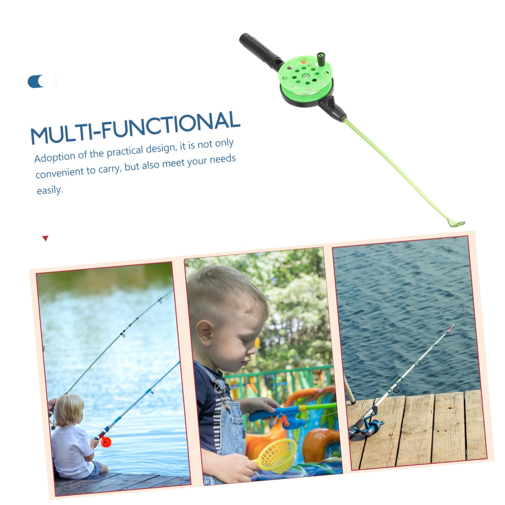 Toyvian ice rod with slip handle for secure grip in cold weather.