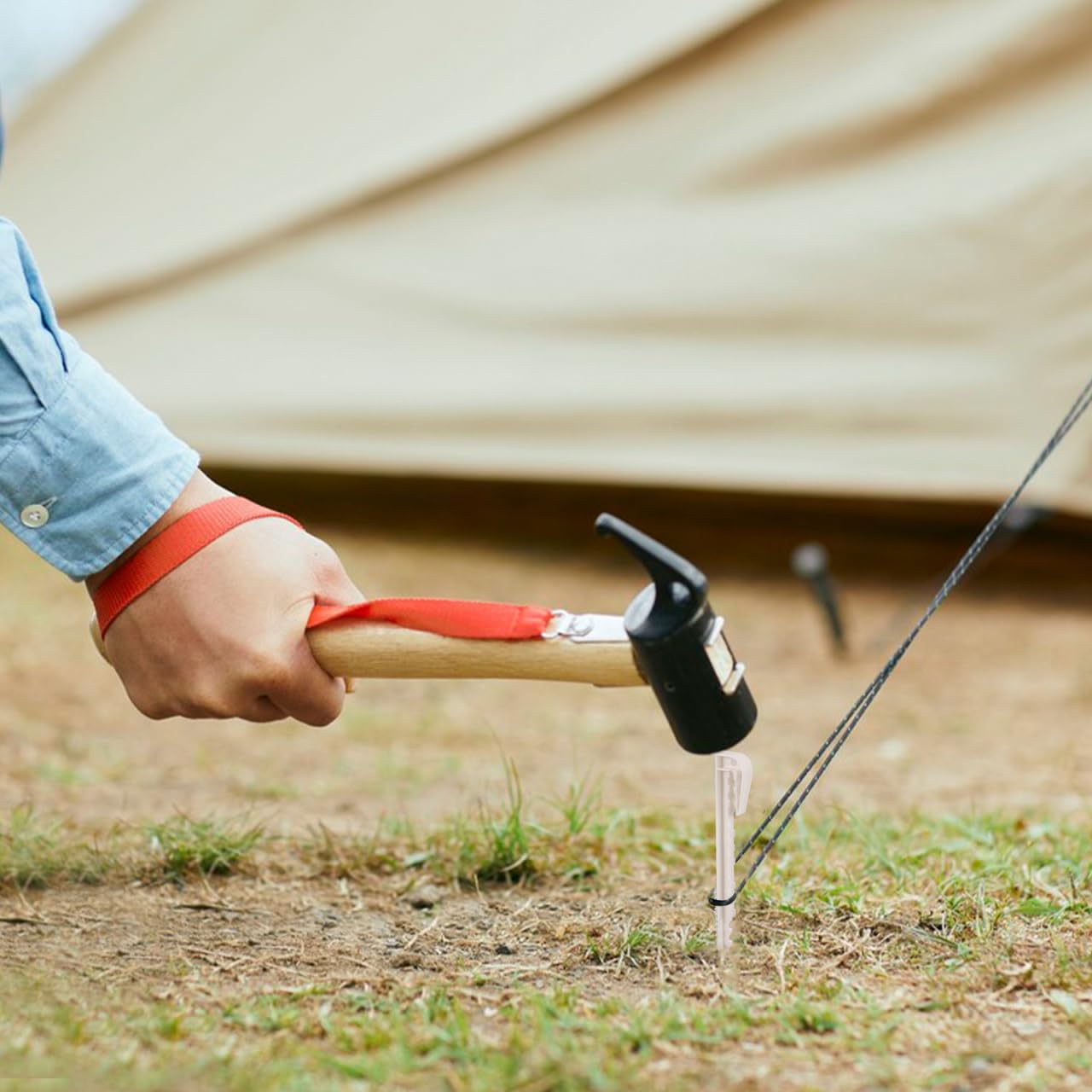 Toyvian tent stake soft-ground anchoring improves tent stability on grass