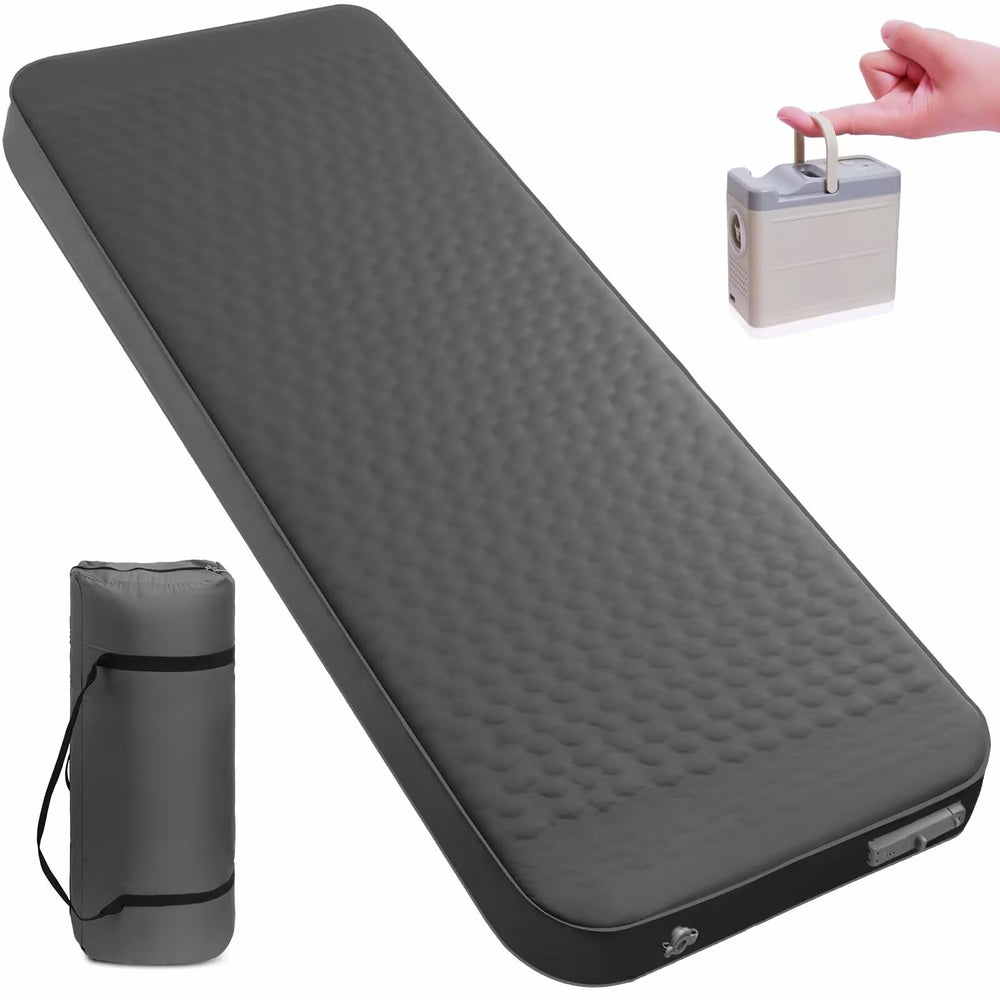 TPYOCQU self-inflating sleeping pad ready for outdoor camping comfort.