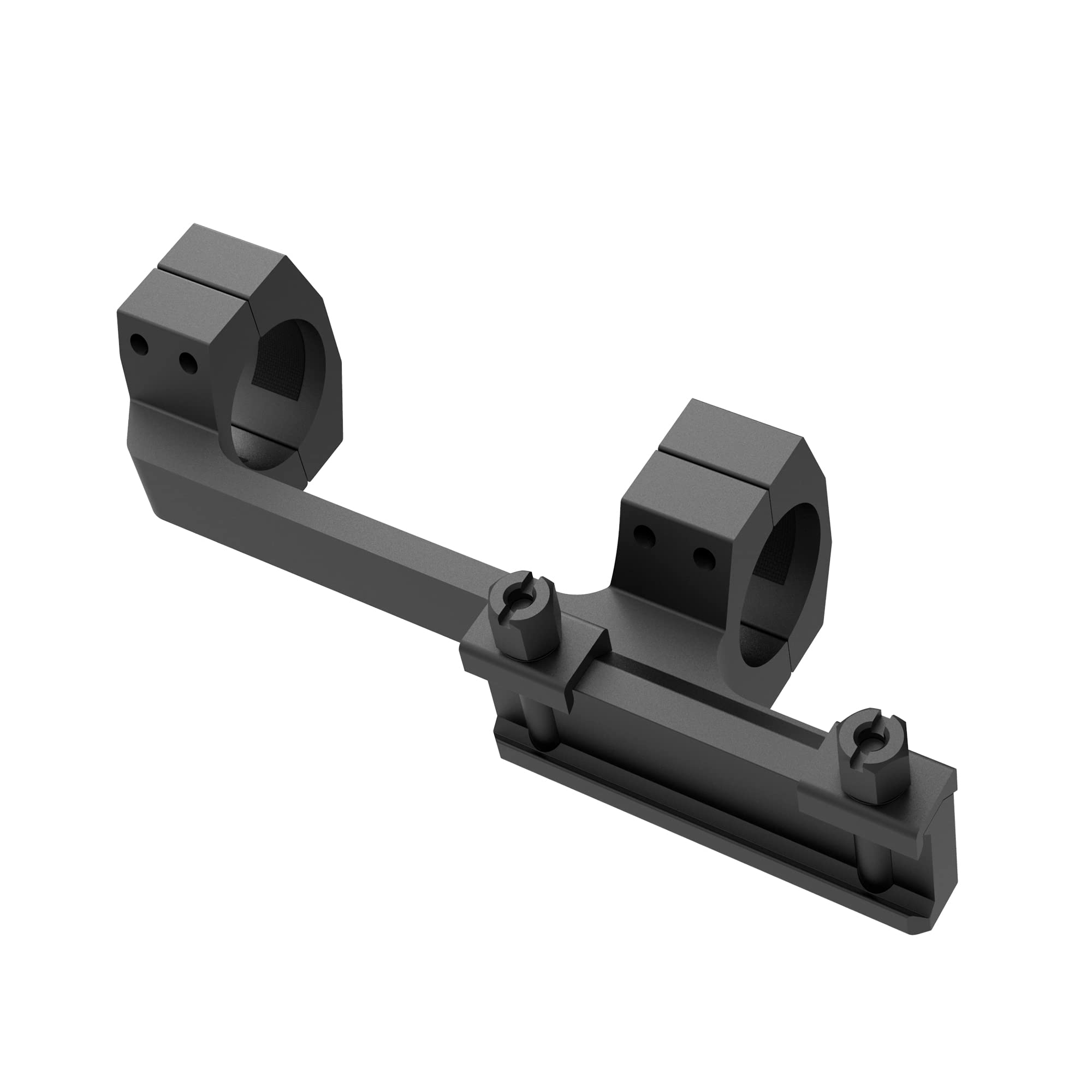 TPO mount on rifle with black anodized finish, ready for rugged field use.