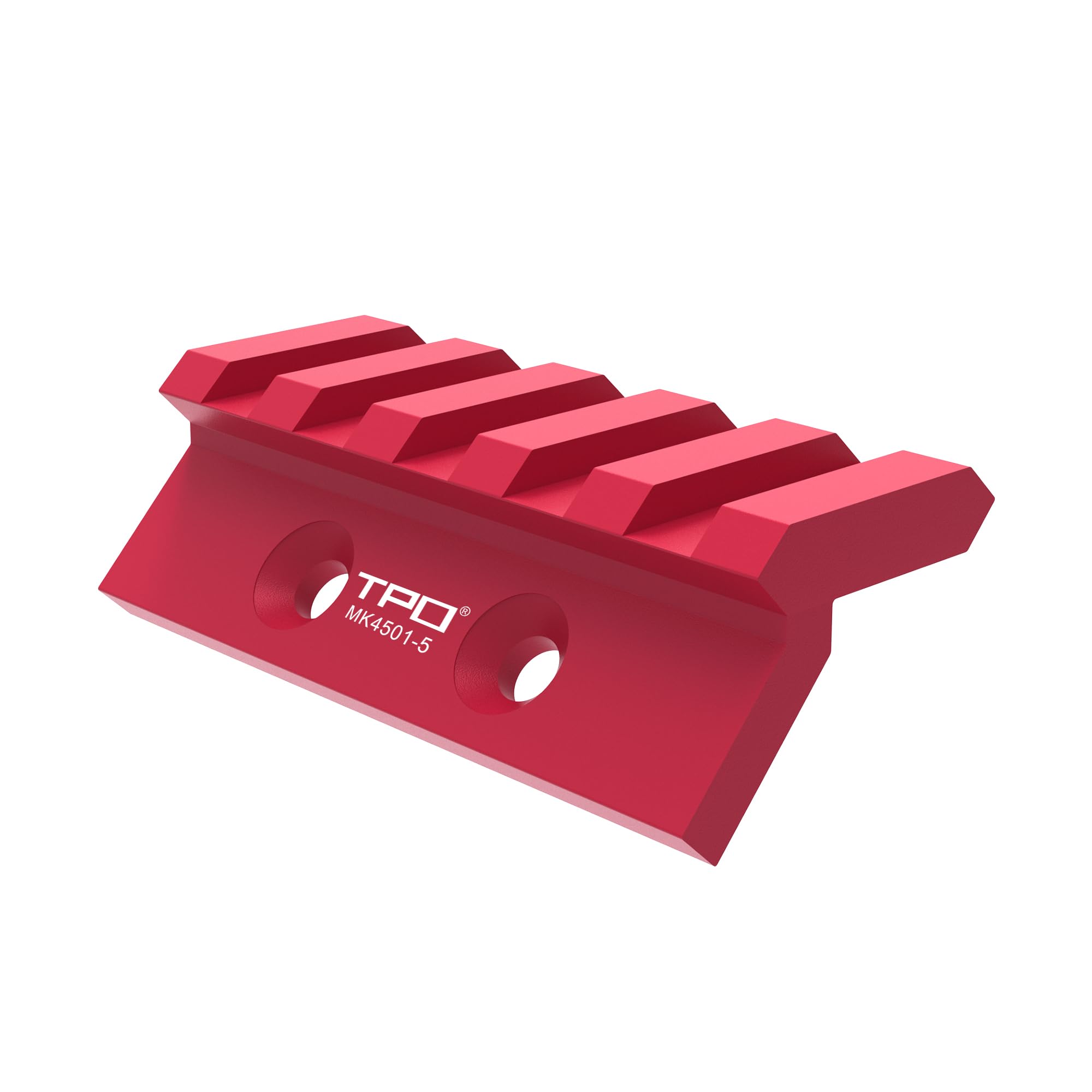 TPO 6061 aluminum offset mount with black anodized finish on rail.