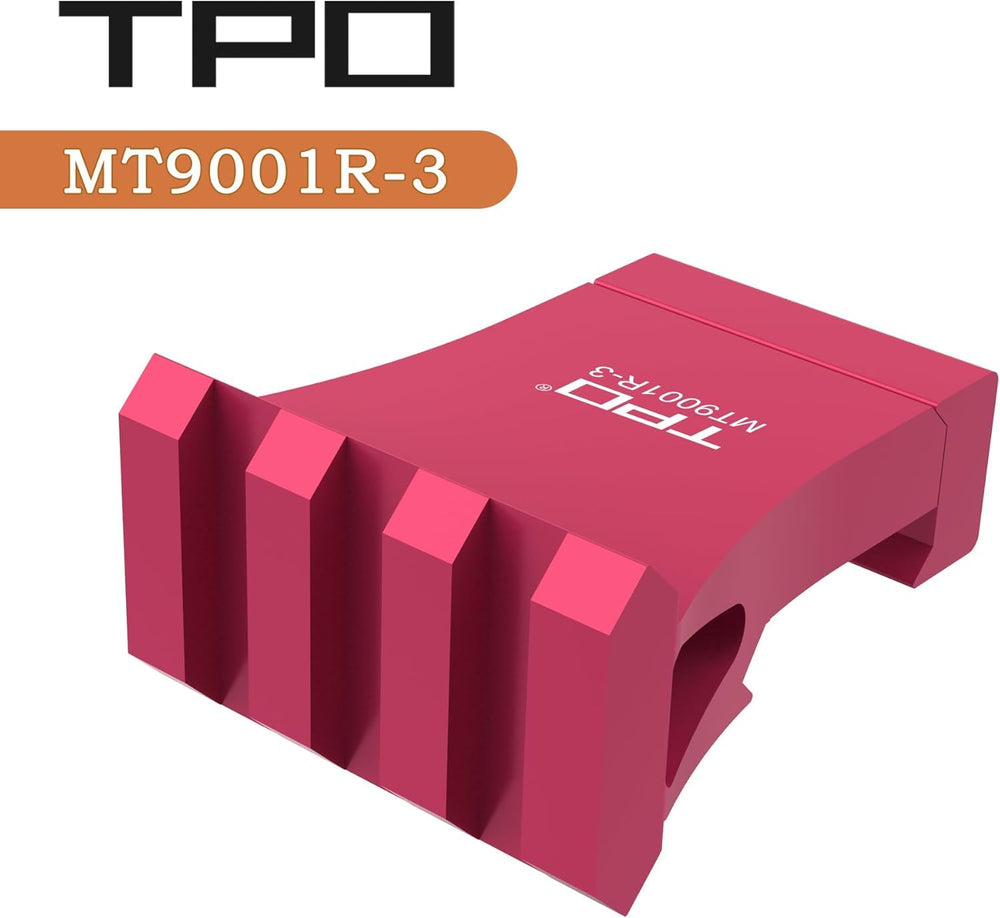 TPO offset rail mount in red with 5-slot alignment for versatility.