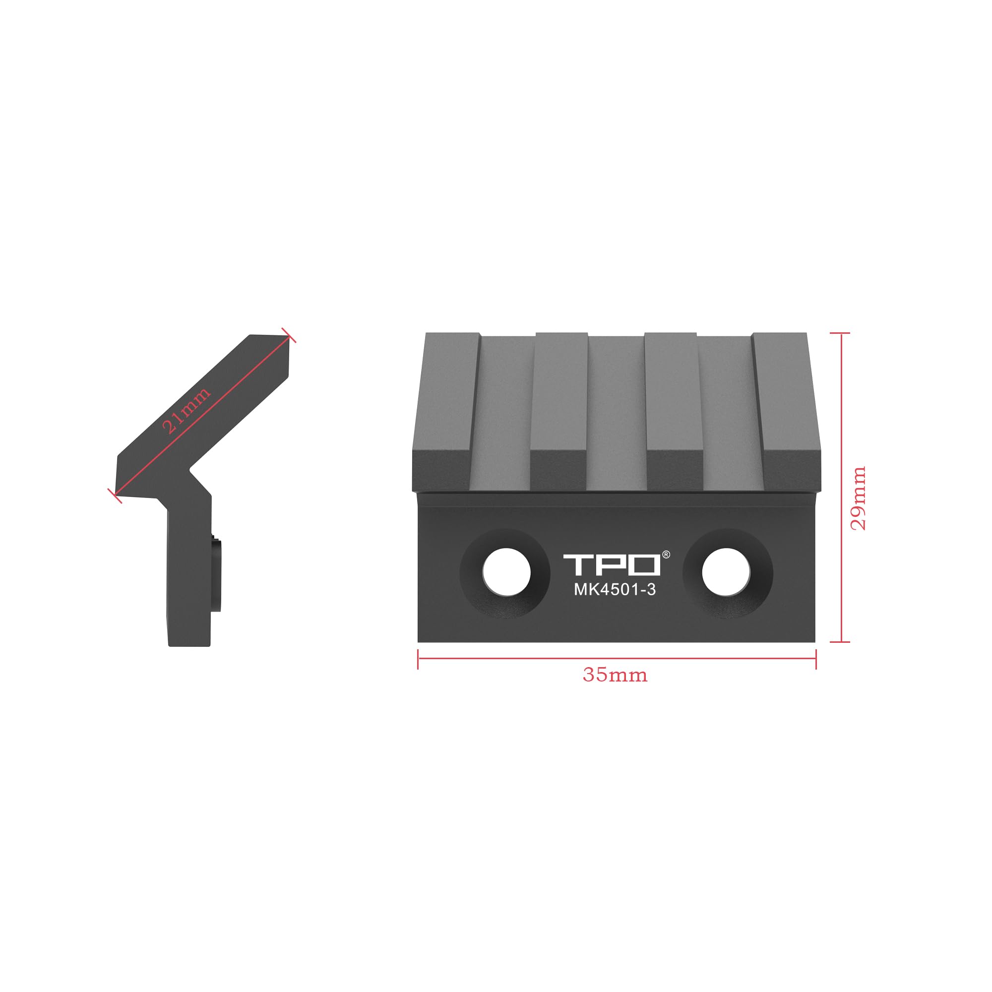 TPO 21mm Picatinny compatibility for secure attachments.