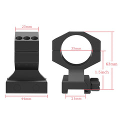 TPO GIII 35mm rings with black anodized finish for corrosion resistance.