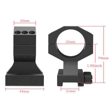 Side view of TPO GIII cantilever mount highlighting the 1.95 inch height for better sight alignment.