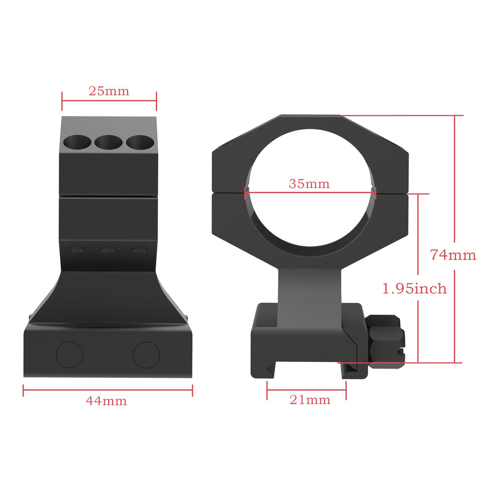 Side view of TPO GIII cantilever mount highlighting the 1.95 inch height for better sight alignment.