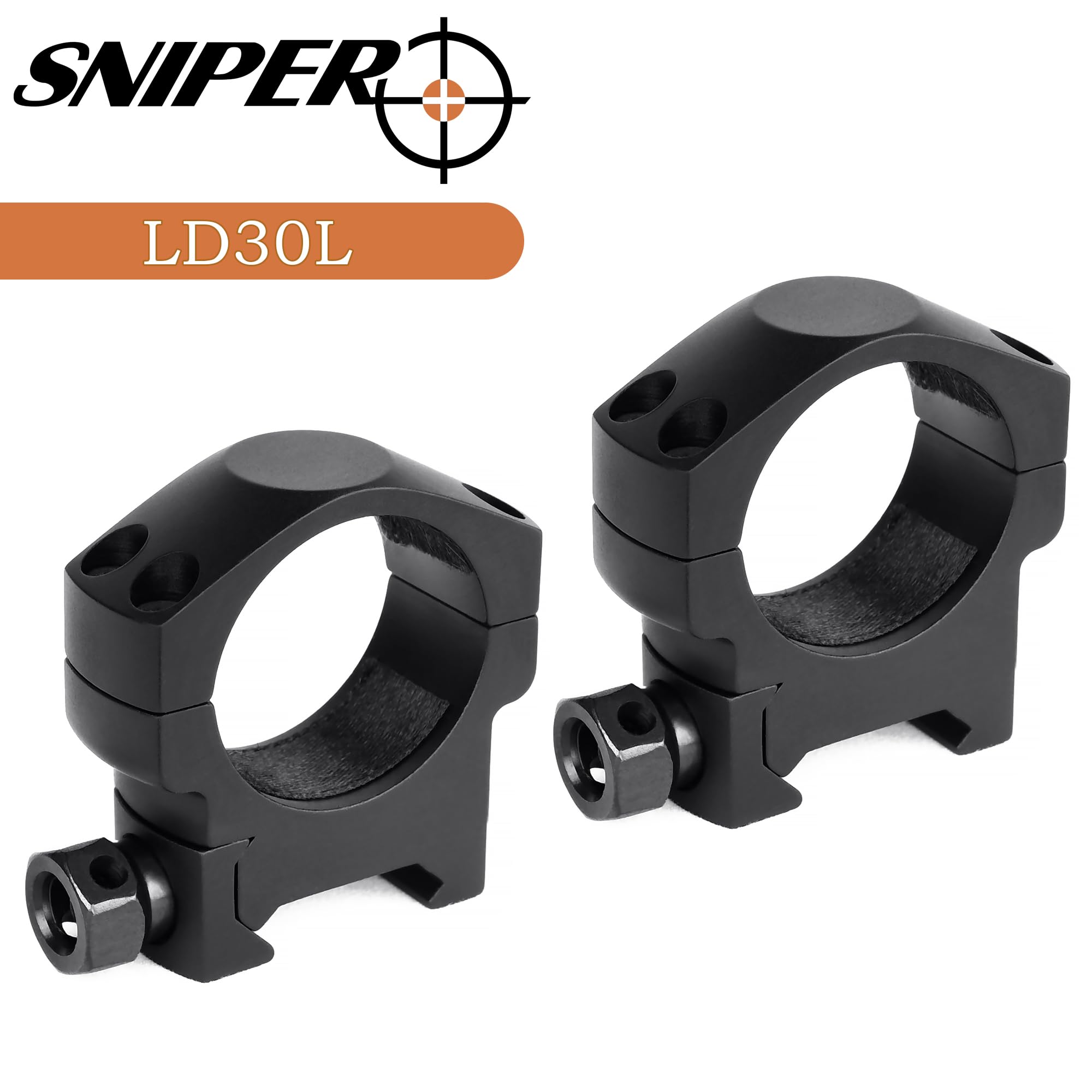 TPO LD30L 30mm scope rings secured on a Picatinny rail