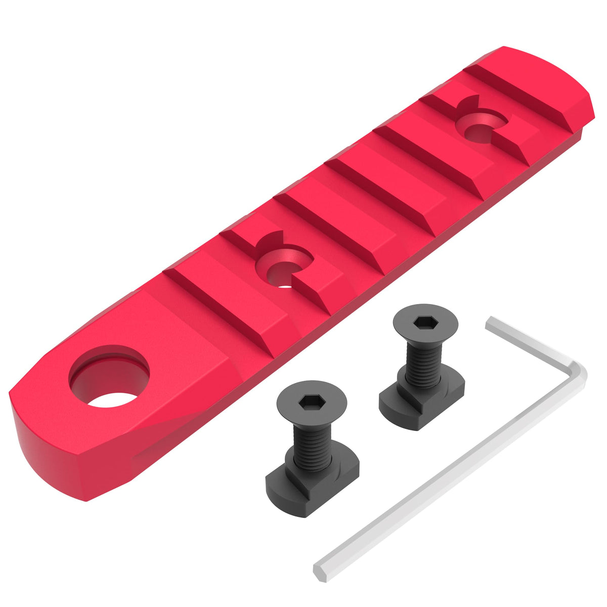 TPO MK7-QD red 7-slot rail mount — side view showing sturdy construction.