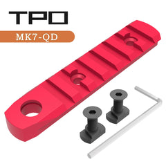 TPO M-LOK compatible 4-slot rail in red, top view.