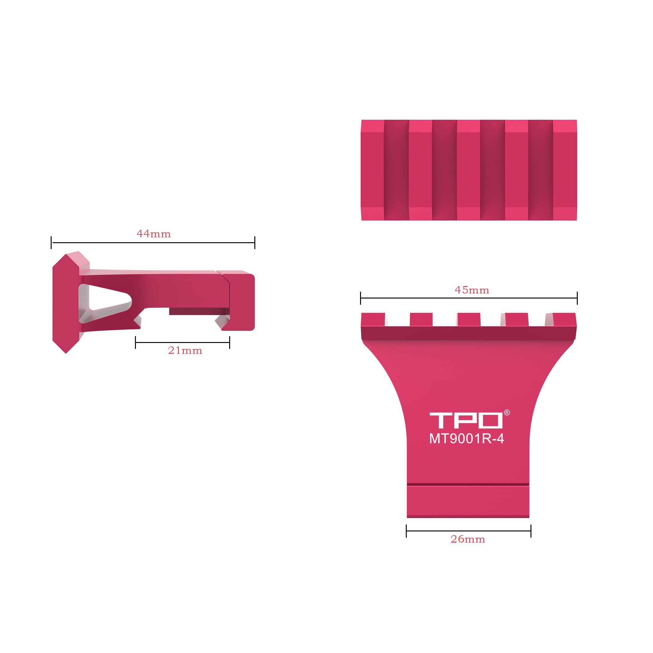 TPO offset mount on rail demonstrates low-profile design for hunting setups