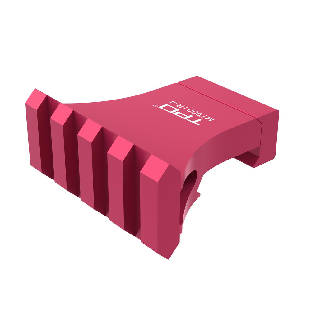 TPO offset 90° mount on rifle rail enabling quick accessory access during shooting