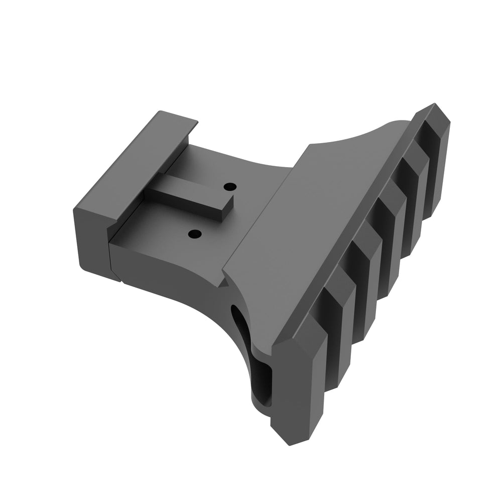 TPO offset mount on rifle and airsoft for compact setups.