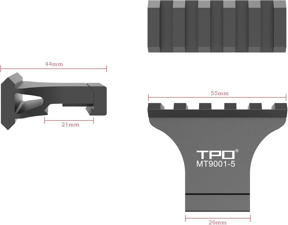 TPO offset rail mount close-up shows durable aluminum construction.