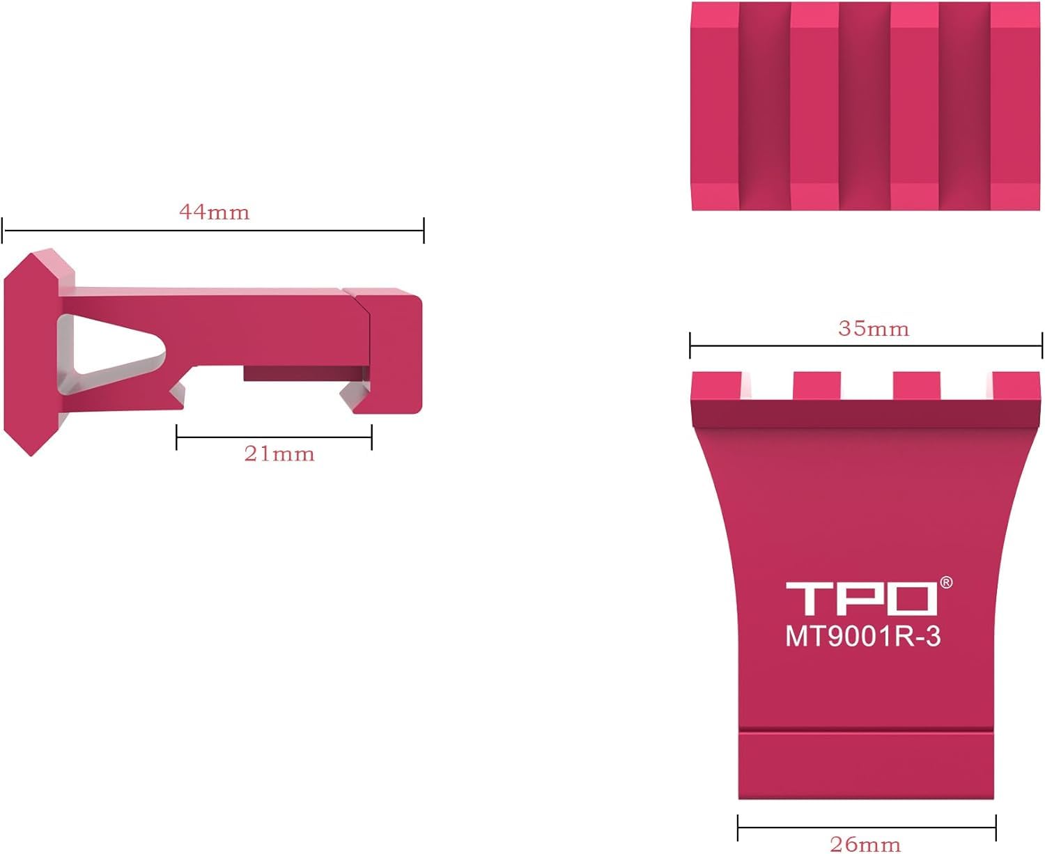 TPO offset rail mount crafted from durable aluminum for reliable field performance.