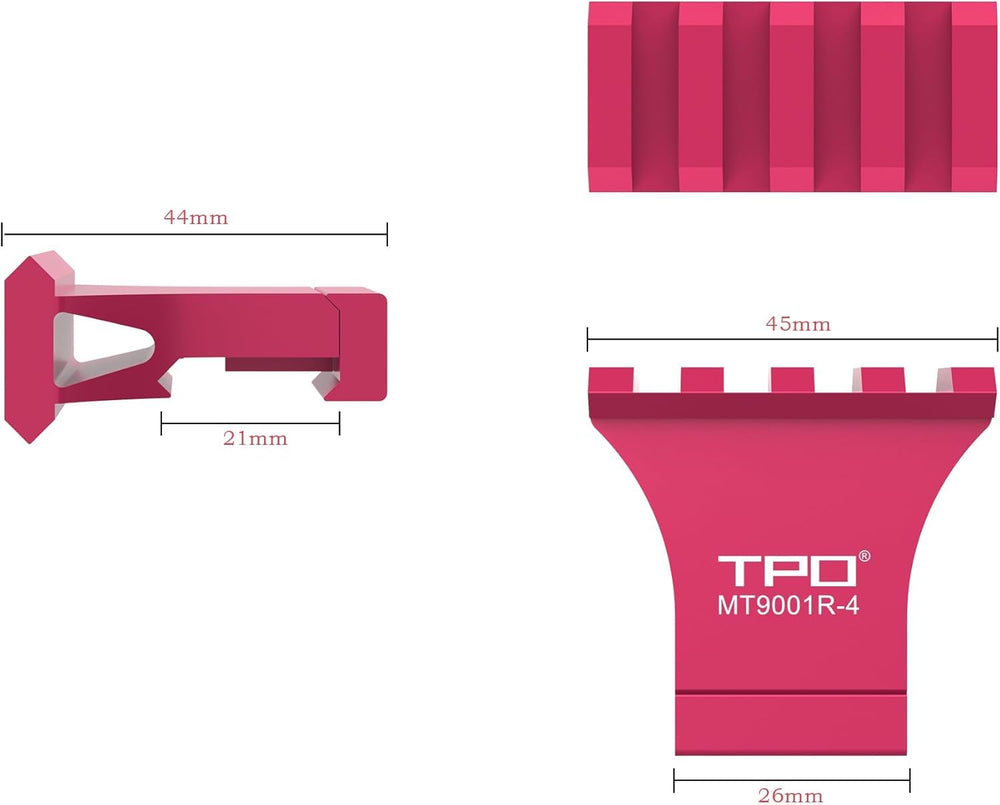 TPO offset rail mount features a low-profile design reducing rail bulk.