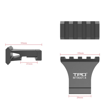 TPO offset mount on Picatinny rail showing secure attachment