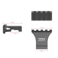 TPO offset mount on Picatinny rail showing secure attachment