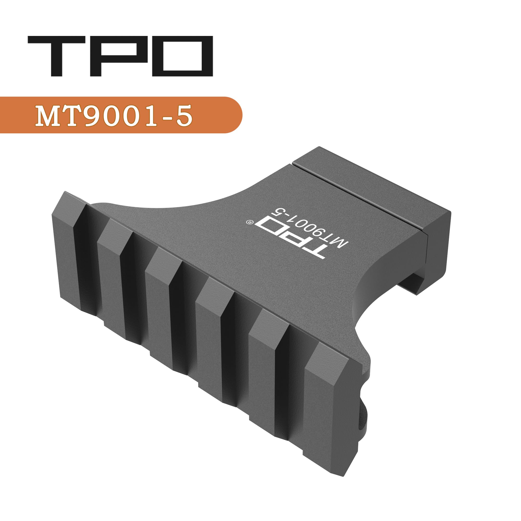 TPO offset mount on Picatinny rail preserves optic line of sight.