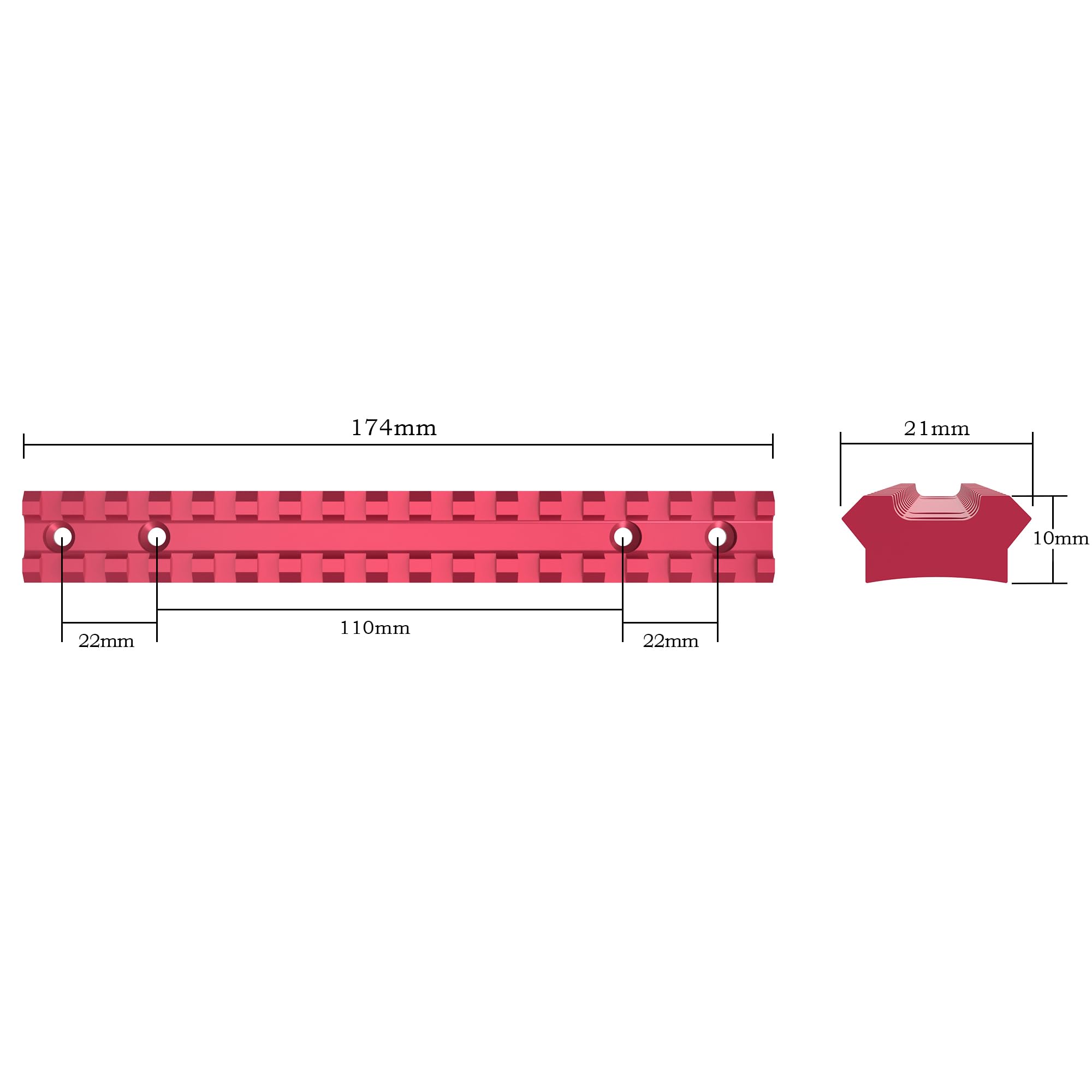 TPO Savage Axis red rail mount with screws, highlights included hardware for easy installation.