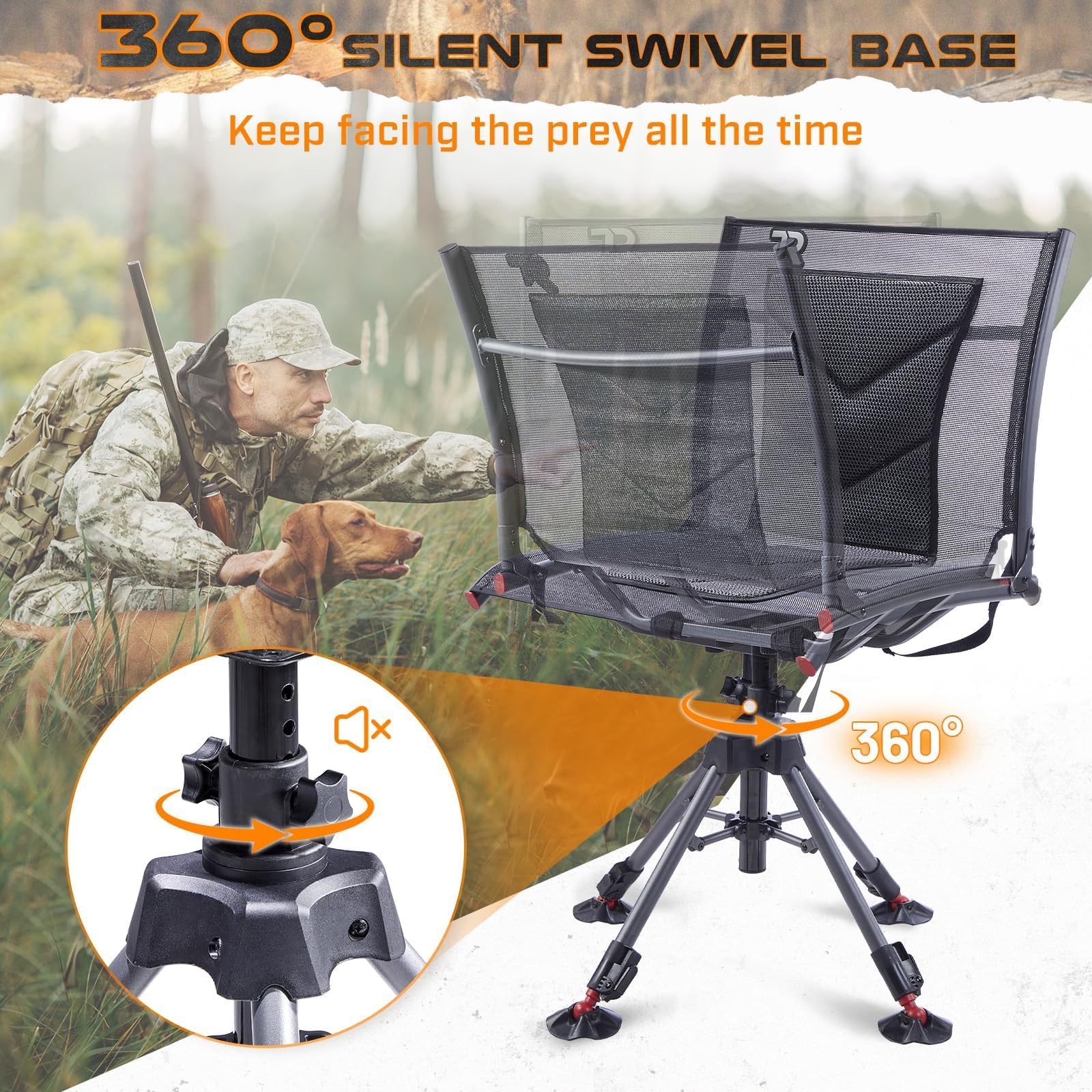 TR 360-degree swivel chair seat detail emphasizing padded comfort
