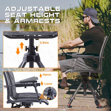 TR 360 Degree Swivel Hunting Blind Chair setup image with quick assembly screws