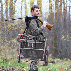 TR 360 Degree Swivel Hunting Blind Chair side view demonstrates portable field use