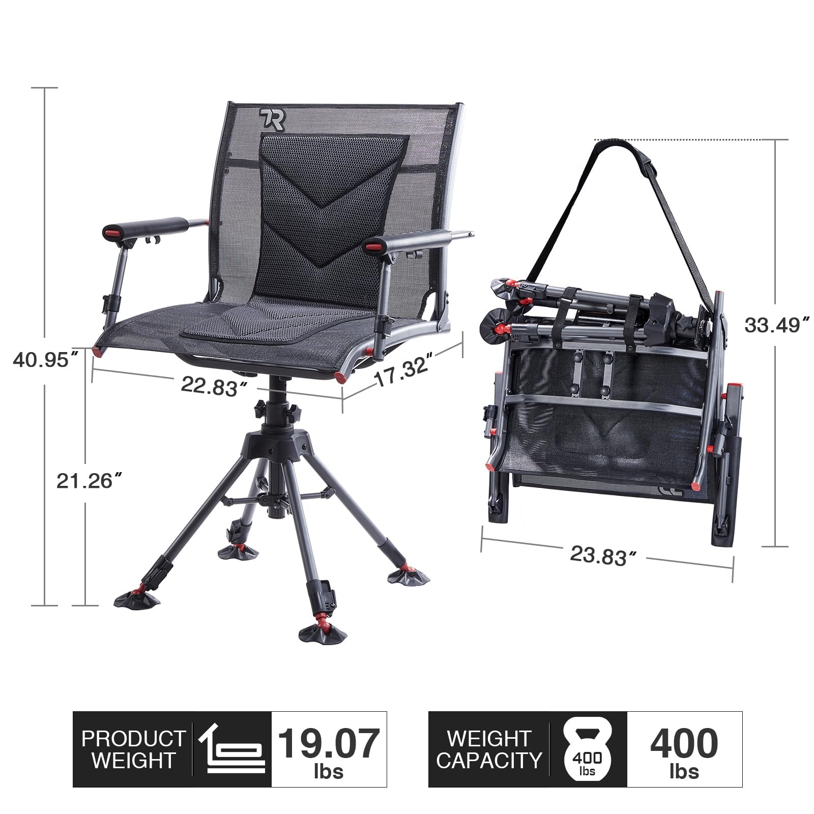 TR 360 Degree Swivel Hunting Blind Chair warranty image noting 1-year manufacturer warranty