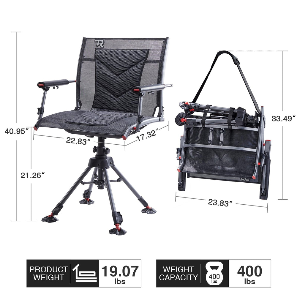 TR 360 Degree Swivel Hunting Blind Chair warranty image noting 1-year manufacturer warranty
