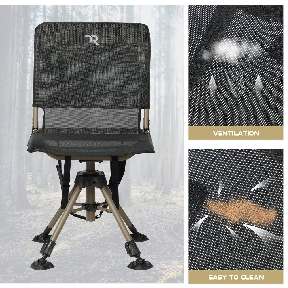 TR Hunting Chair 400-lb capacity supports heavier users with stability.