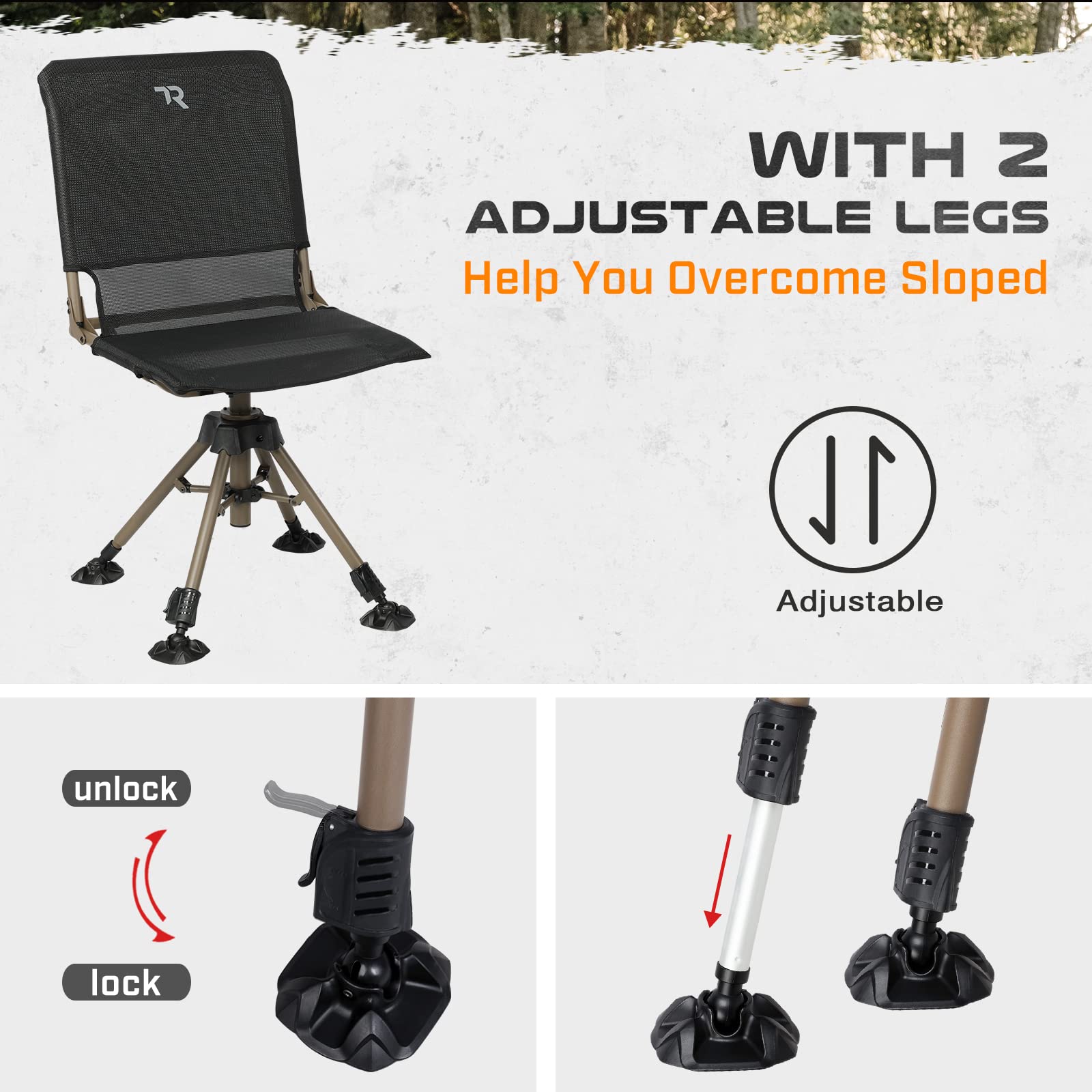 TR Hunting Chair breathable mesh seat keeps you cool during long sits.