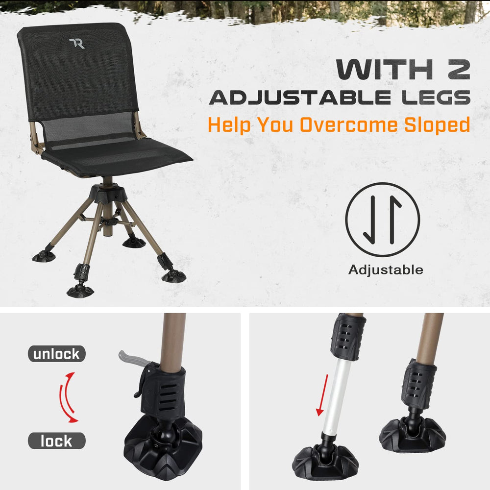TR Hunting Chair breathable mesh seat keeps you cool during long sits.
