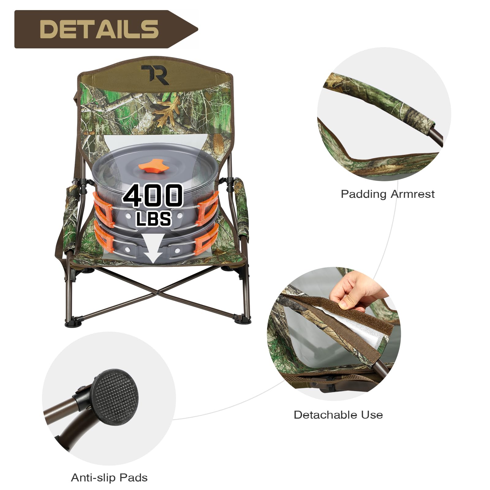 TR low camping chair low-profile design keeps you close to the ground.