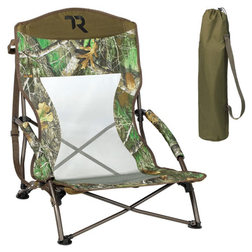 TR low camping chair steel frame for rugged outdoor durability.