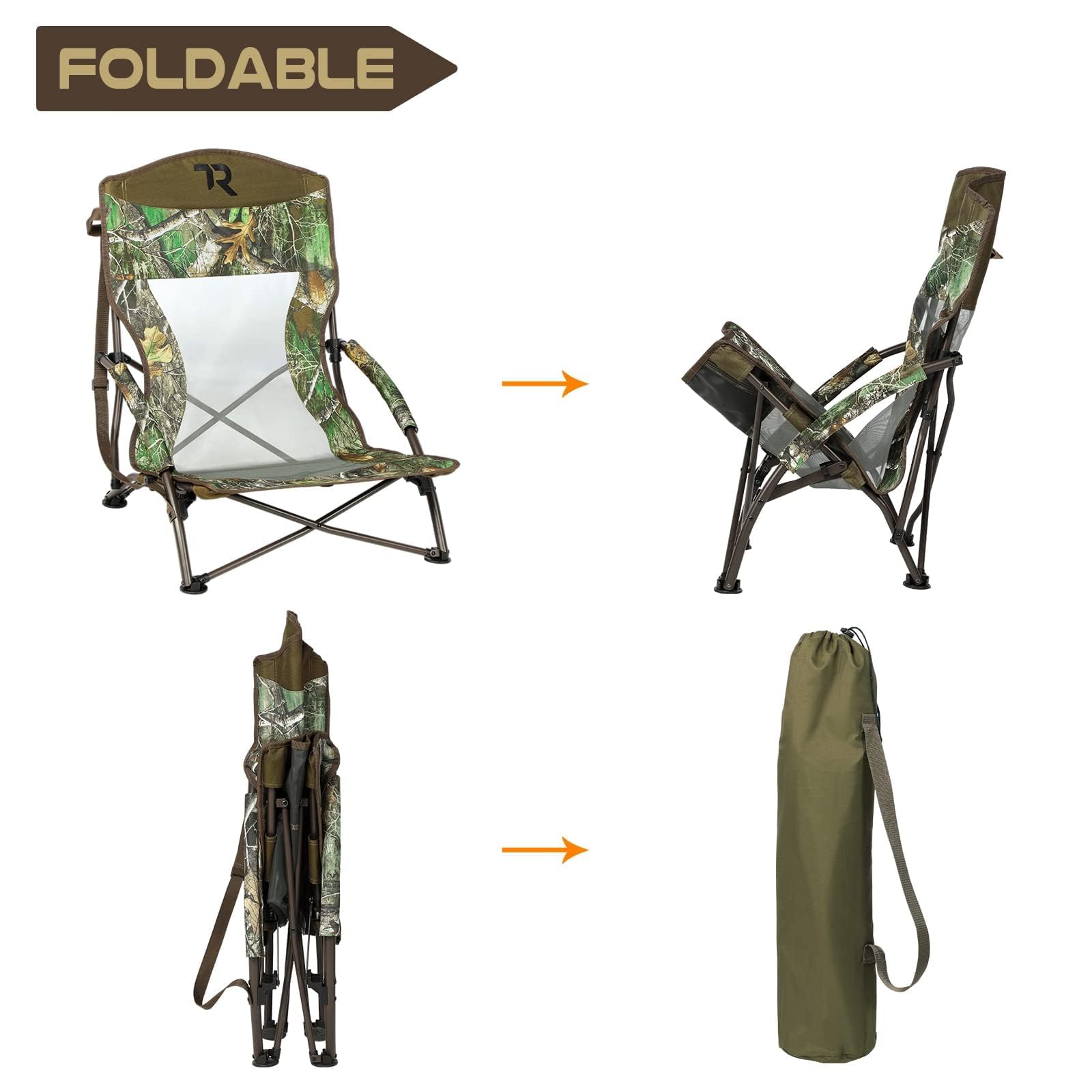 TR low camping chair supports up to 400 pounds for versatile outdoor seating.